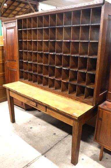 Antique Postmaster's Desk with Cubbies