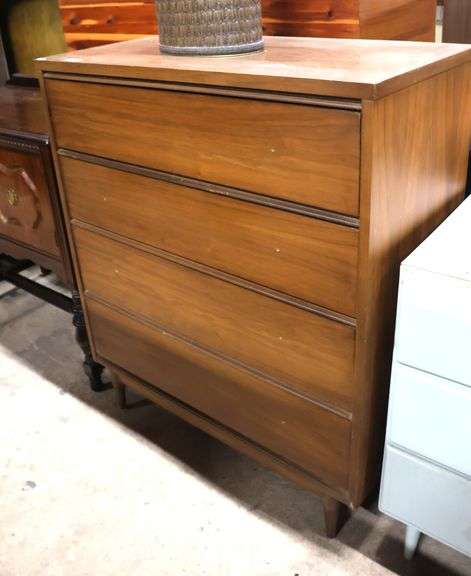 MCM Walnut Four Drawer Chest with Laminate Top