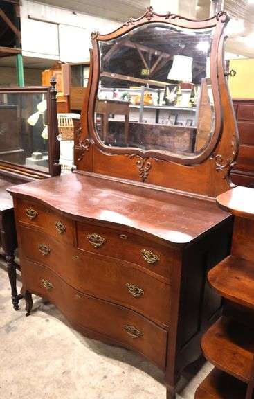 Antique Golden Oak Dresser with Mirror