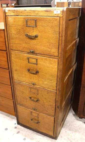 Antique Golden Oak Four Drawer File Cabinet