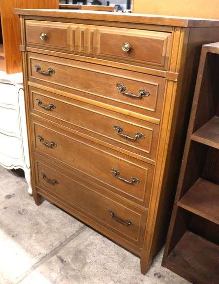 Bassett MCM Cherry Five Drawer Chest with Laminate Top