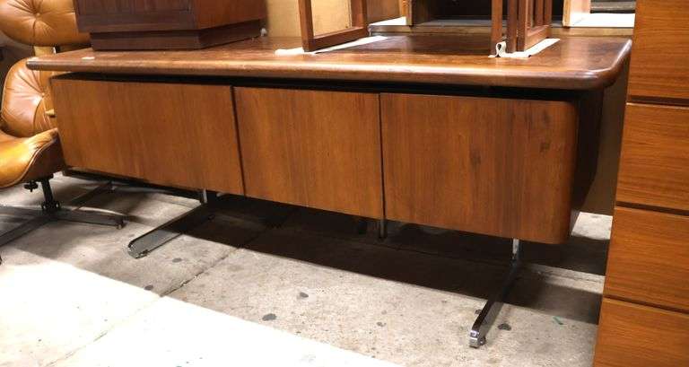 John Stuart MCM Walnut and Burlwood Commercial Credenza