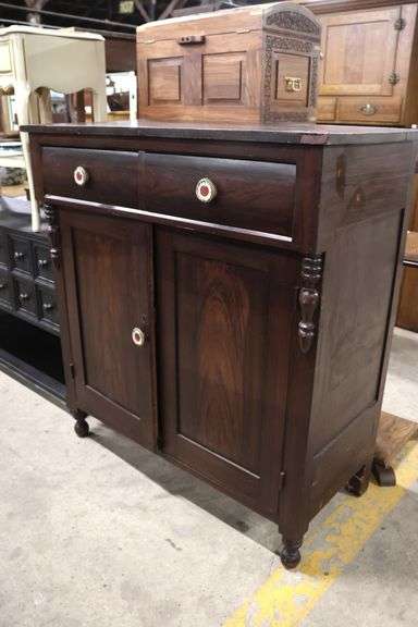 York County, Pennsylvania Grain-Painted Jelly Cupboard, Knobs Replaced