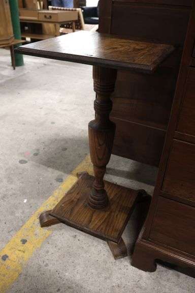 Antique Golden Oak Plant Stand