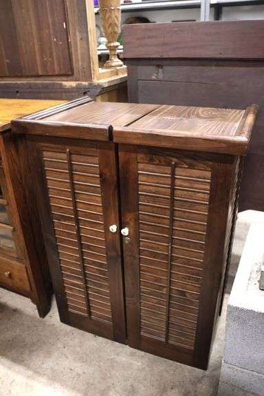 Ethan Allen MCM Louver Door Flip Top Bar