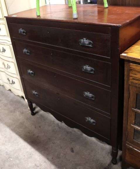 Mid-Atlantic Sheraton Cherry Chest of Drawers with Victorian Cast Iron Pulls
