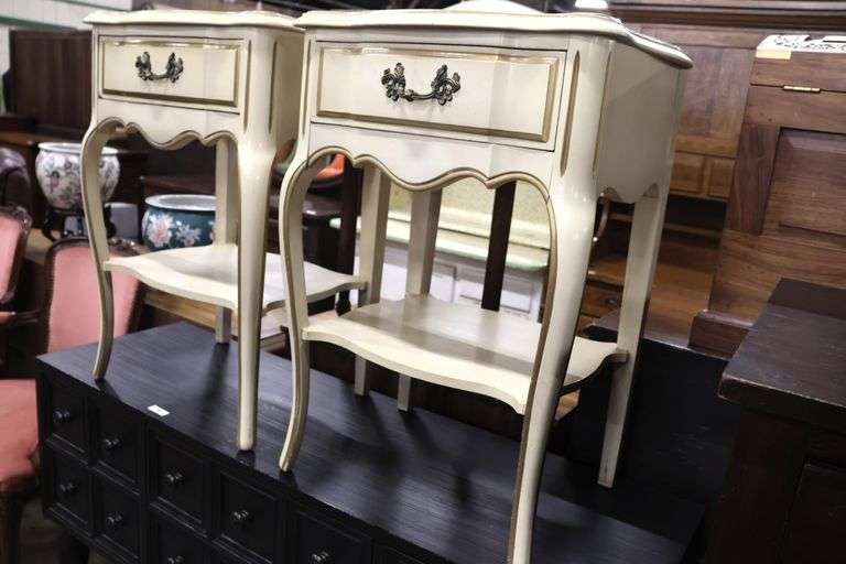 Pair French Provincial Style Painted Nightstands
