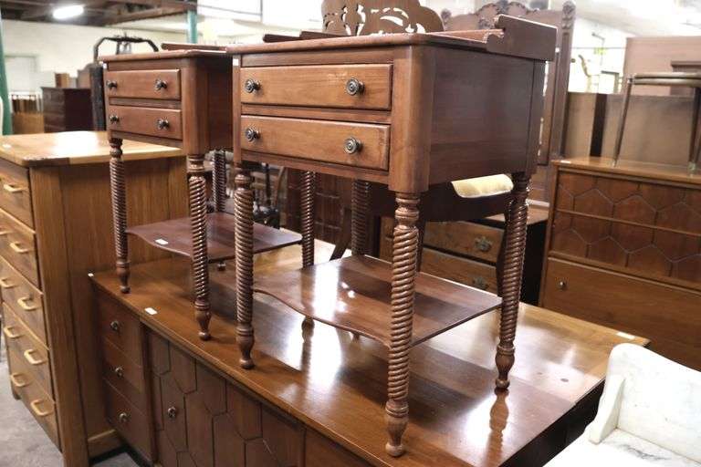 Pair Willett Farmhouse Cherry Nightstands