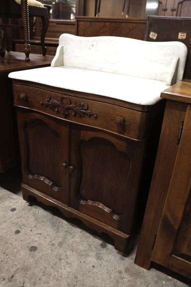 Victorian Marble Top Walnut Washstand