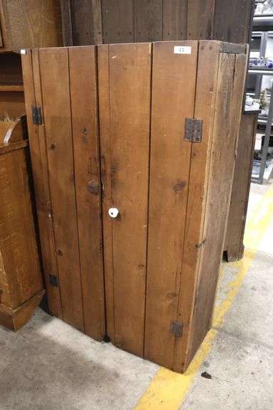 Antique Farmhouse Pine Flat Wall Cupboard