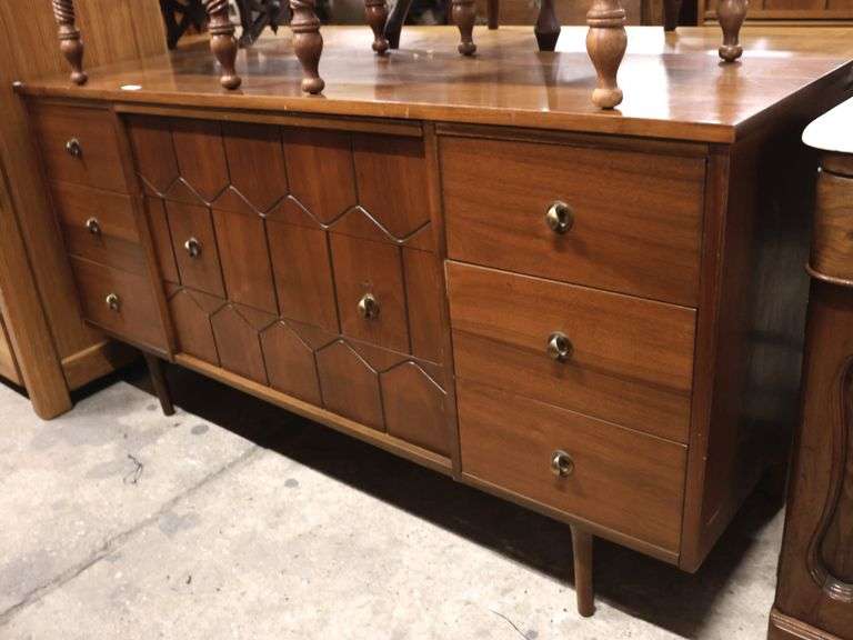 MCM Walnut Nine Drawer Dresser