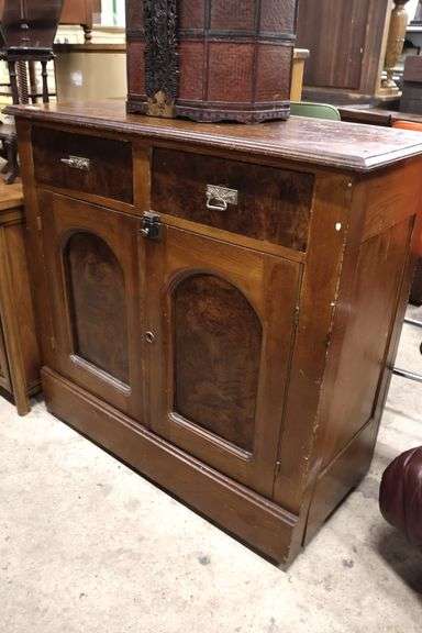 Pennsylvania Grain-Painted Farmhouse Pine Jelly Cupboard, Missing Backsplash
