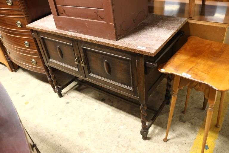 Edwardian Barley Twist Marble Top Server