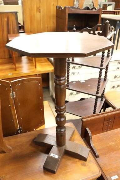 William & Mary Style Farmhouse Pine Cross Base Candle Stand