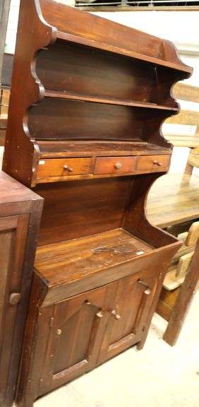 Antique Farmhouse Pine Hutch Top Dry Sink