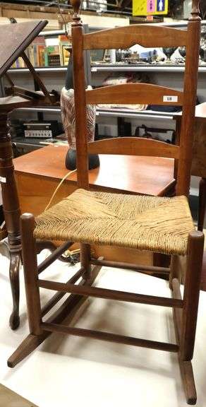 Antique Rush Seat Rocker