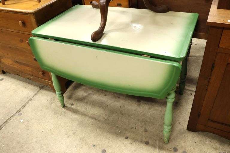 Antique Farmhouse Painted Kitchen Table with Porcelain Top