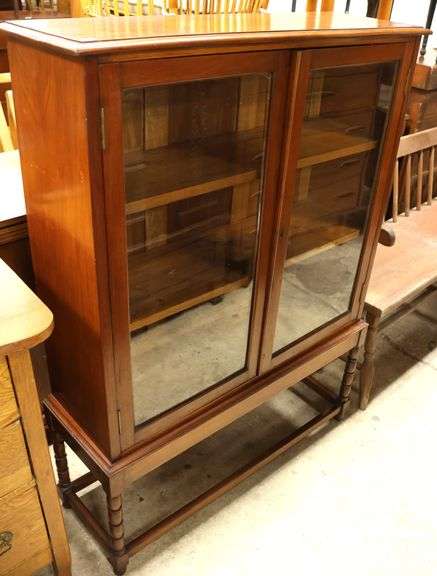 Quality Vintage Solid Walnut Bookcase on Stand