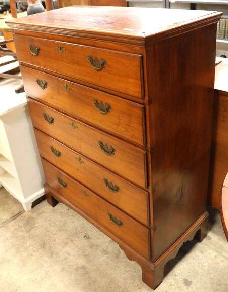 New England Queen Anne Birch Semi Tall Chest of Drawers