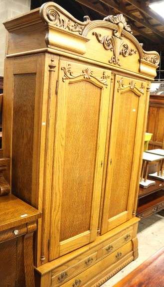 Antique Golden Oak Armoire