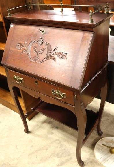 Victorian Carved Mahogany Ladies' Writing Desk