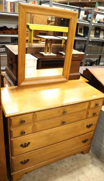 Vintage Maple Dresser with Mirror