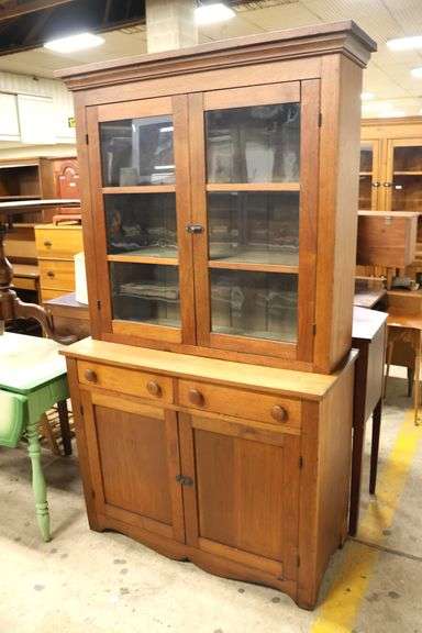 Pennsylvania Federal Walnut Diminutive Two Piece Stepback Cupboard, Minor Imperfections