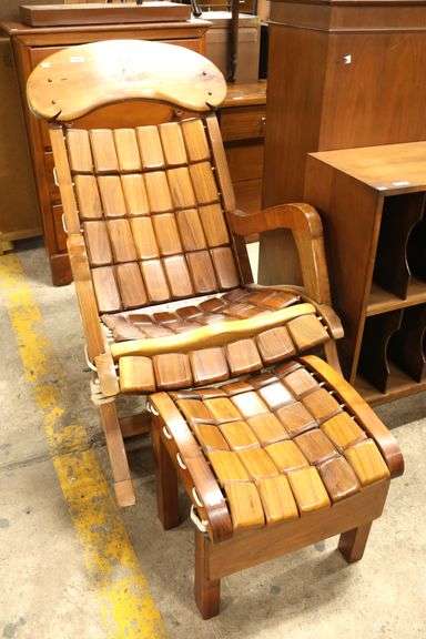 Pompanoosuc Mills Style Walnut and Rope Rocker with Ottoman - Dixon's ...