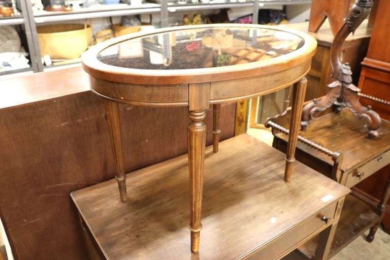Depression Era Glass Top Cocktail Table