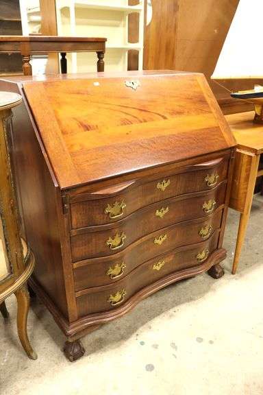 Colonial Revival Mahogany Claw Foot Slant Front Desk