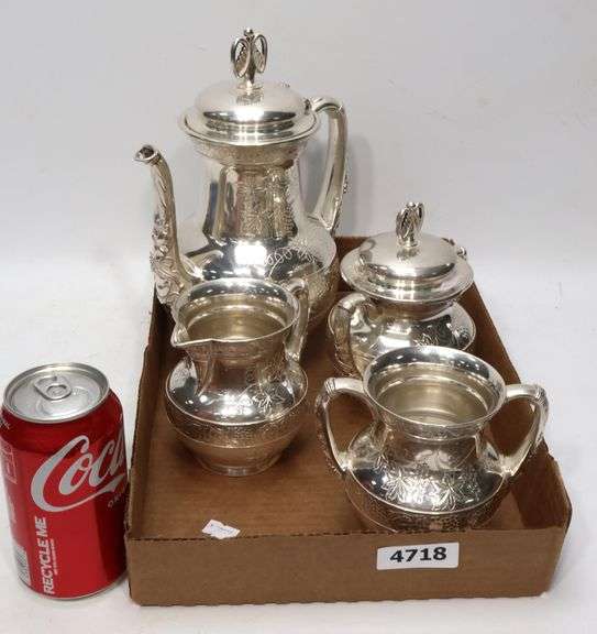 Antique Pairpoint SilverPlated 4 Piece Tea Set Dixon's Auction at