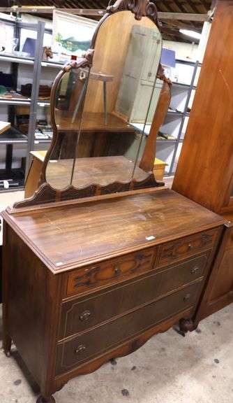 Depression Era Dresser with Mirror, Wear