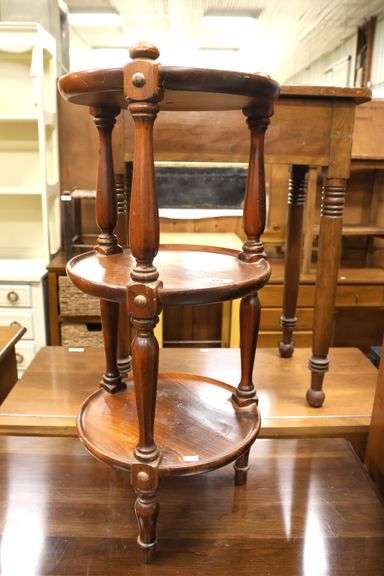 Vintage Farmhouse Pine Three Tier Stand