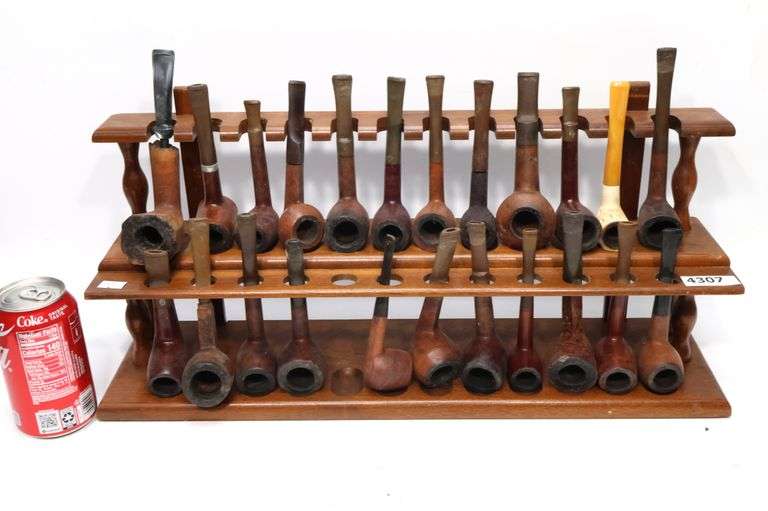 Pipe Collection Lot Collection of Vintage Pipes with Rack - Dixon's Auction at Crumpton