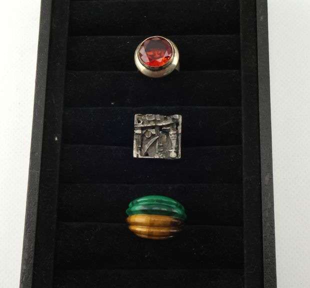 (3) Large Scandinavian Mid Century Modern Sterling Silver Rings - Dixon ...