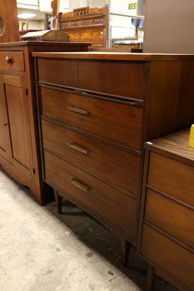 MCM Walnut Four Drawer Chest with Laminate Top