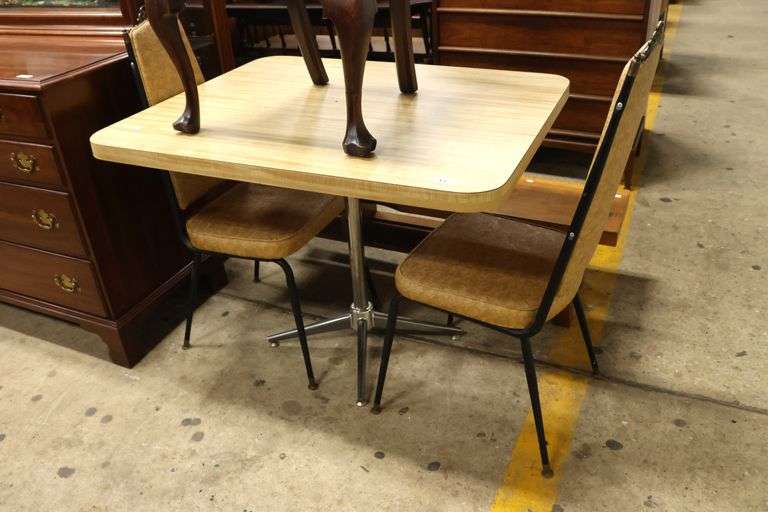 MCM Chrome and Laminate Table and Two Chairs