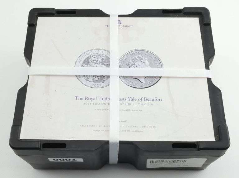 (200) Royal Mint 2023 Royal Tudor Beast Yale of Beaufort 2 Oz .999 Silver Coins, 400 ozt Factory Sealed
