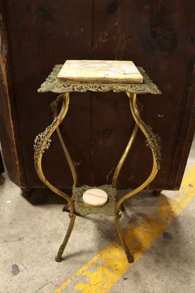 Victorian Marble Top Brass Two Tier Stand