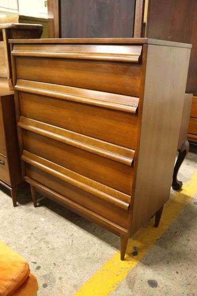 Style House MCM Walnut Four Drawer Chest with Laminate Top