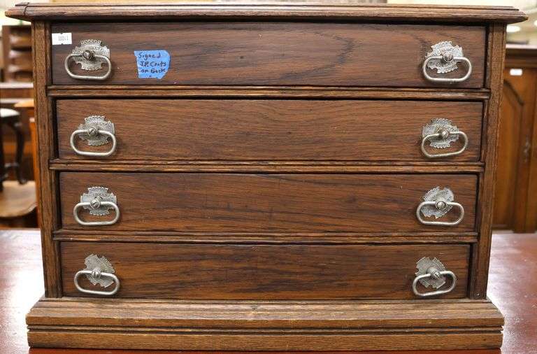 Antique J.P. Coat's Oak Spool Cabinet