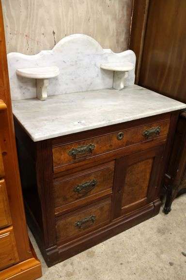 Victorian Marble Top Walnut Washstand