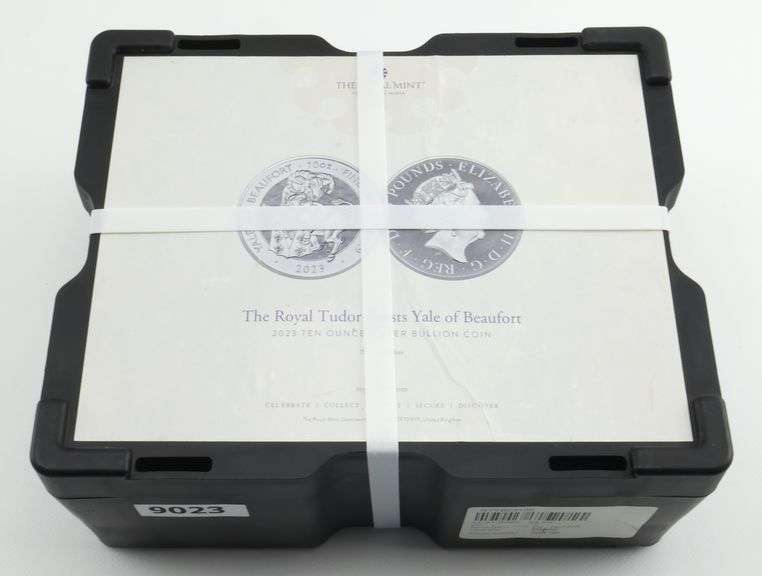 (15) Royal Mint 2023 Royal Tudor Beast Yale of Beaufort 10 Oz .999 Silver Coins, 150 ozt Factory Sealed