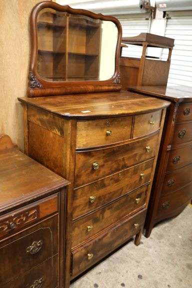 Antique Stained Chest with Mirror