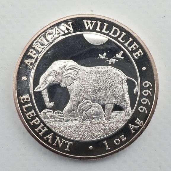 (20) African Wildlife Elephant 1 Oz .999 Silver Rounds, 20 ozt