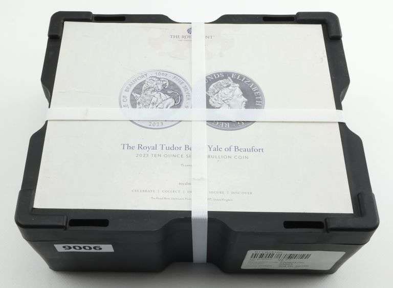 (15) Royal Mint 2023 Royal Tudor Beast Yale of Beaufort 10 Oz .999 Silver Coins, 150 ozt Factory Sealed