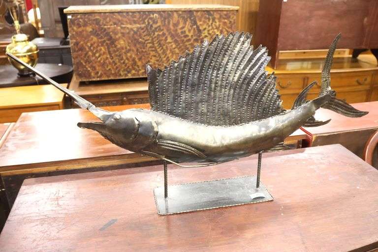 MCM Style Welded Metal Sailfish Sculpture