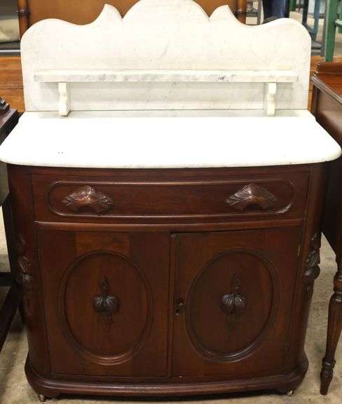 Victorian Marble Top Walnut Washstand