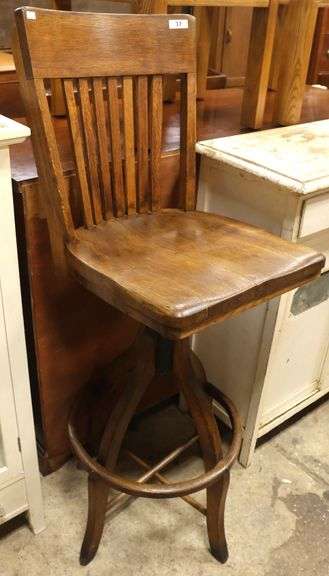 Antique Golden Oak Country Store Stool