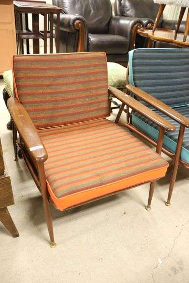 Pair MCM Viko Baumritter Copper and Walnut Lounge Chairs